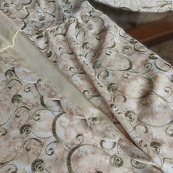 Vtg 70s tailor-made brocade formal V-neck faux wrap gown - Picture 7 of 14